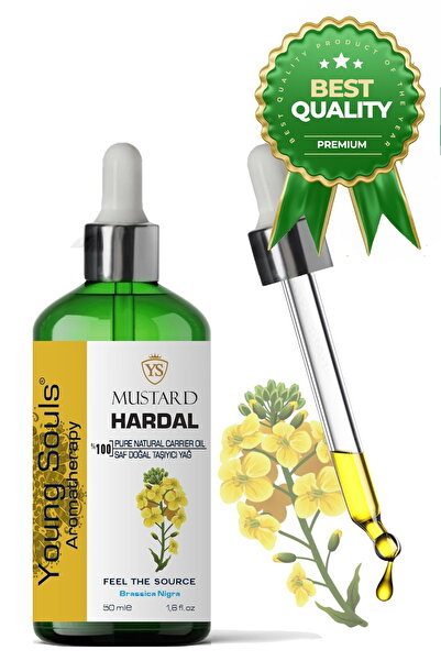 YOUNG SOULS Aromatherapy Mustard Carrier Oil ( Cold Pressed ) Hardal Bitkisel Taşıyıcı Yağ ( Soğuk Sıkım ) 50 ml