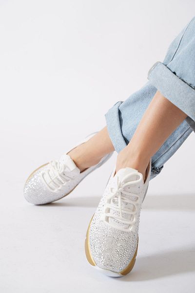 Moda Pie Garte Mesh Stone Women's Sports Shoes White