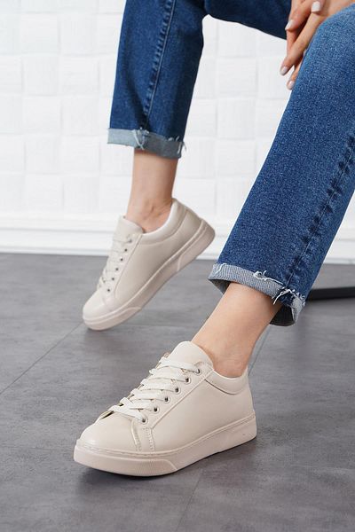 Moda Pie Etta Ecru Women's Sports Shoes - Flat Tied