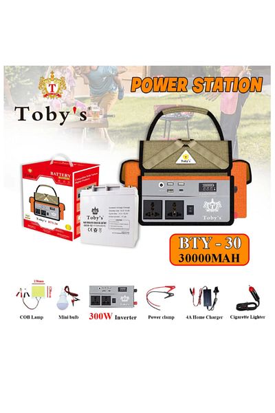 TOBYS BTY 30A Battery 30000mAh Power Rechargeable Battery With 300Watts Power Inverter