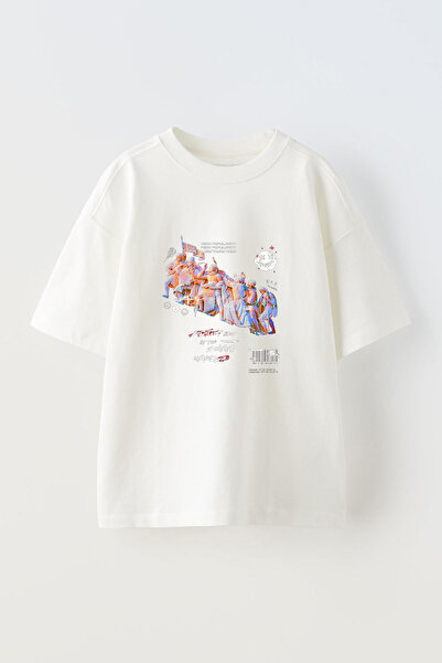 Anetos Tricou Smile-Face-Pouple-Design Front cu imprimeu Cotton White supradi...