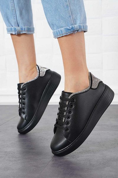 Moda Pie Pantofi sport pentru femei Selpa Back Stone Piele neagră