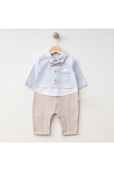 Momercy Woven Stylish Bow Tie Special Day Baby Boy Jumpsuit