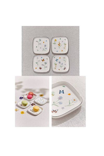 Paşabahçe Petite Fleur 4-Piece Mini Porcelain Serving Plate
