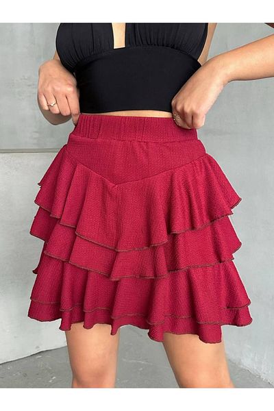 İLKCET MODA Fusta scurtă din țesătură încrețită