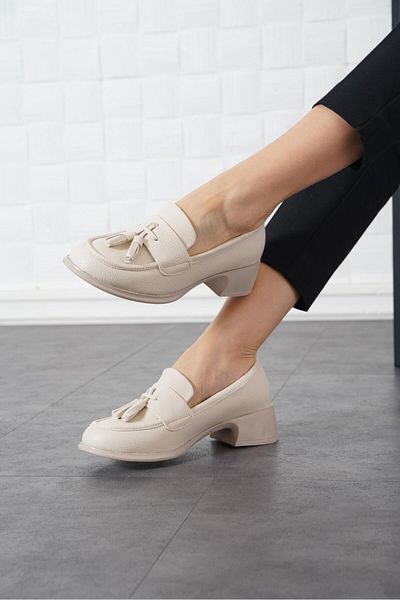 Moda Pie Pantofi clasici cu toc Kelna Bow pentru femei, piele bej
