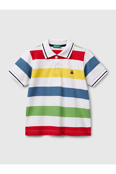 Benetton Boy's Striped Polotshirt 1-6 Years White