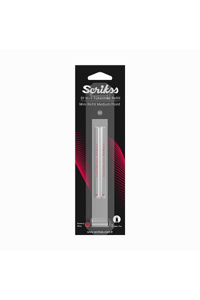 Scrikss D1 Short Ballpoint Pen Refili 2-Piece Blister Red