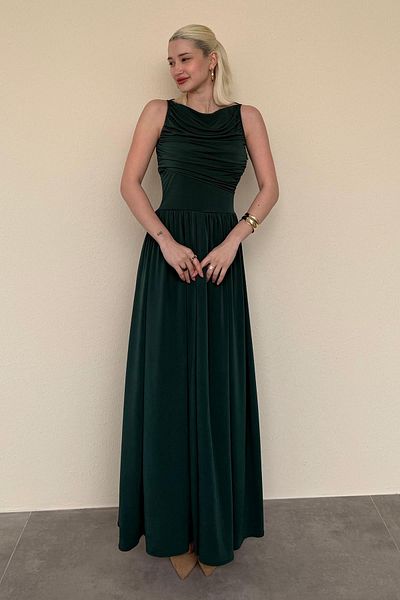 Madmext Πράσινο Flowy Long Length Γυναικείο Φόρεμα Mg2364
