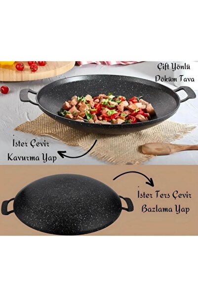 FMS Cast Granite Glass Covered Hair Roasting Pan 34 cm Gray