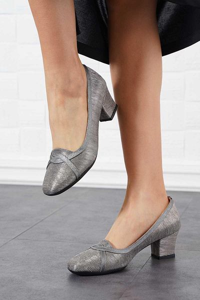 Moda Pie Pantofi cu toc Tesa Cross Weft pentru damă Platinum Glitter