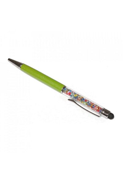 G Golden Case Stylus touch pen cu pix, decorat cu cristale mixte, metalic, verde
