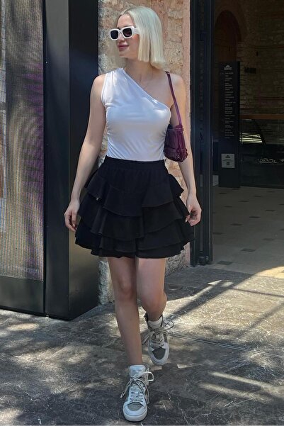 Madmext Siyah Mykonos Mini Etek MG2070