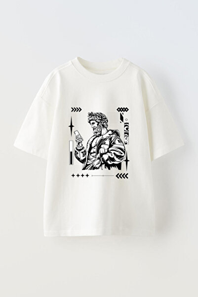 Anetos Tricou Mitology-Tatto-Design Front cu imprimeu Cotton White supradimen...