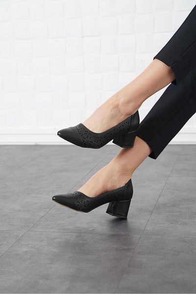 Moda Pie Dertas Mascaret Laser Pantofi clasici cu toc pentru femei, piele neagră