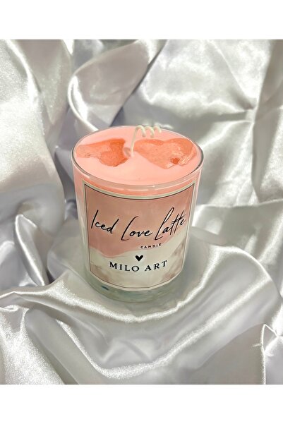 Milo Art El Yapımı Vanilya Kokulu Iced Love Latte Mum Ice Latte Mum Soya Mumu...