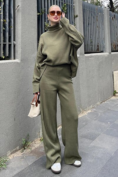 Madmext Khaki Knitwear Sweater and Trousers Set - Long Sleeve Mg2173