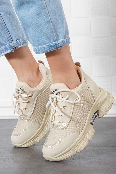 Moda Pie Pantofi sport pentru femei Proste cu talpă înaltă Nut Skin