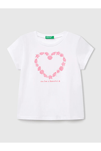 Benetton Girl's Printed Tshirt 1-6 Years White