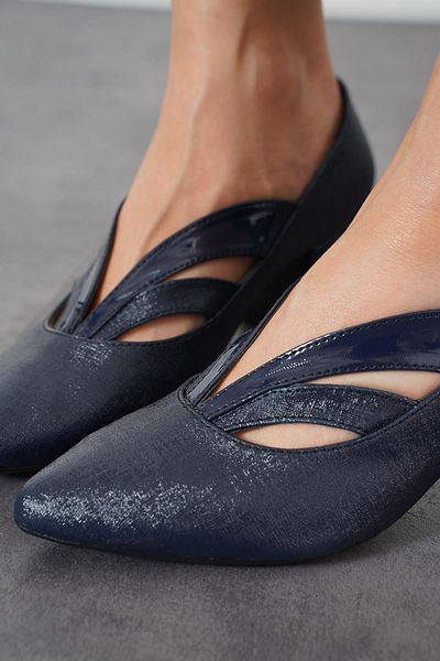 Moda Pie Navy Blue Satin Maverick Double Scarf Women's Heeled Shoes