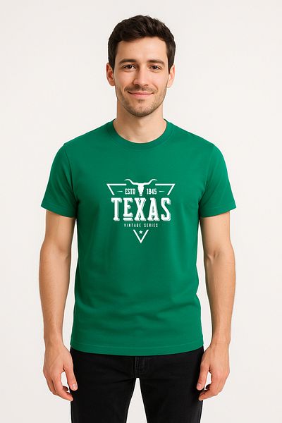 Let's Wear Ανδρικό μπλουζάκι Texas Printed από 100% οργανικό βαμβάκι Basic χτενισμένο βαμβακερό μπλουζάκι Navy Blue
