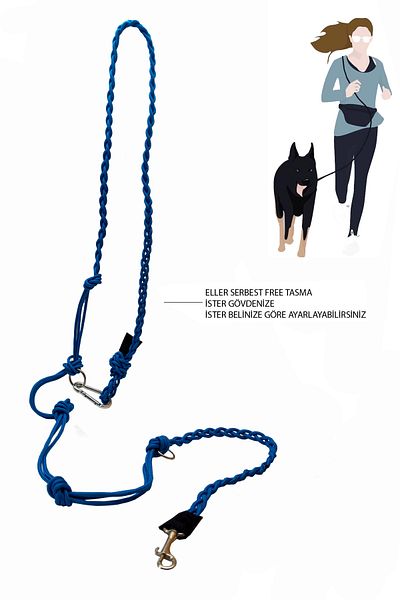 PETSWUU Blue Dog Hands Free Running and Walking Walking Strap Collar