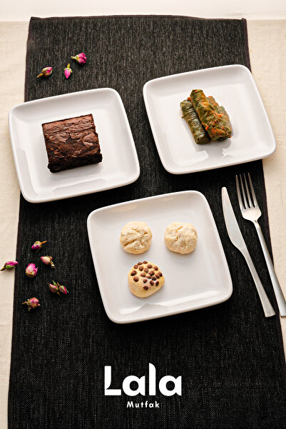 Lala Mutfak Gözde Square Serving Plate – Set of 3 (17 cm - Cake, Dessert, Coffee Side Presentation, Stylish and Durable)
