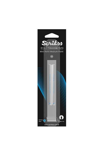 Scrikss Blue D1 Short Ballpoint 2-Piece Blister Pen Set