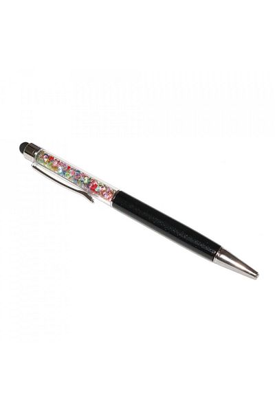 G Golden Case Stylus touch pen with ballpoint pen, decorated with mixed crystals, metallic, black