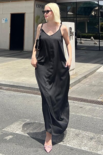 Madmext MG2038 Model - Black Strap Oversize Long Dress