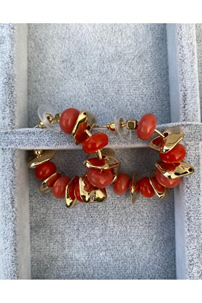 Gozibygoz Beaded Gold Detailed Hoop Earrings