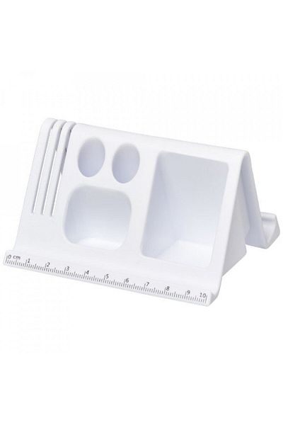 G Golden Case Desk stand for tablets and phones with holes for stationery, White