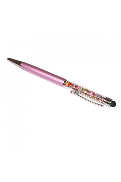 G Golden Case Stylus touch pen with ballpoint pen, decorated with mixed crystals, metallic, light purple