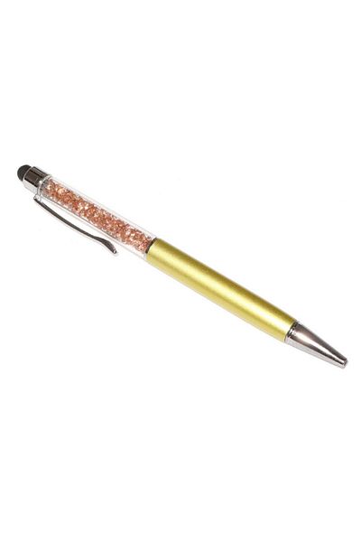 G Golden Case Stylus touch pen cu pix, decorat cu cristale, metalic, auriu