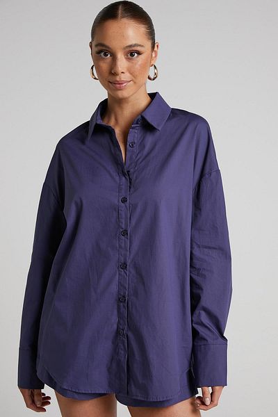 Madmext Lila Oversize Basic Damen Shirt Mg1794