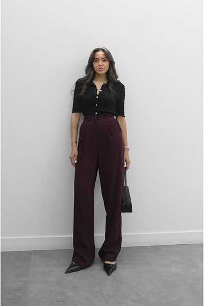 Havoş Plum Draped Palazzo Trousers