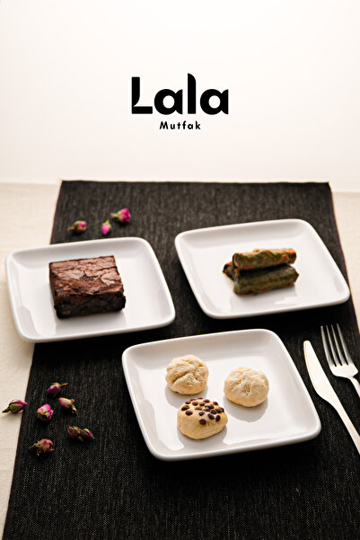 Lala Mutfak Gözde Square Serving Plate – Set of 3 (17 cm - Cake, Dessert, Coffee Side Presentation, Stylish and Durable)