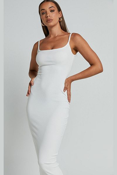 Madmext Λευκό λουράκι Camisole Basic Dress mg1984