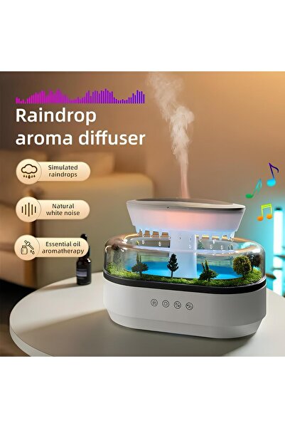 LENSUN NOMTEKNO/ORMAN HAVA NEMLENDİRİCİ Yağmur Damlası Aromaterapi Difüzörü 7 Renk ışık görünümlü