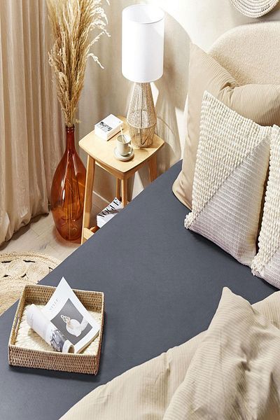COTENCONCEPT 2 Pieces Oversized Plain Cotton Double 200 X 200 cm Elastic Combed Cotton Bed Sheet