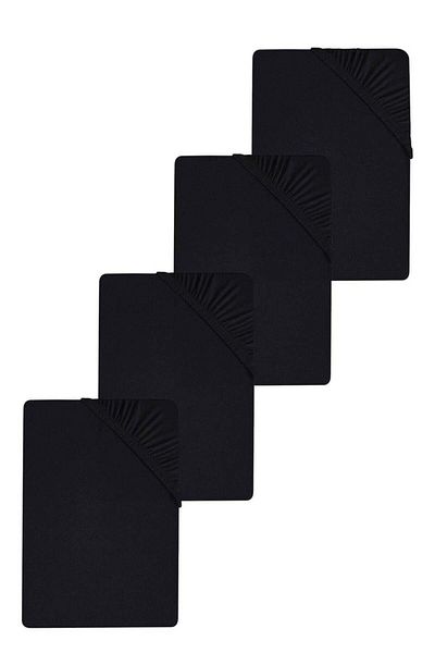COTENCONCEPT 4 Pieces Oversized Plain Cotton Double 200 X 200 cm Elastic Combed Cotton Bed Sheet