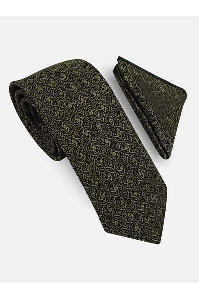 Milleniva Mosaic Pattern Green Tie & Handkerchief