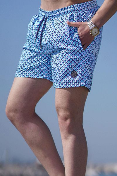 Madmext Blau gemusterte Seeshorts für Herren - 7214