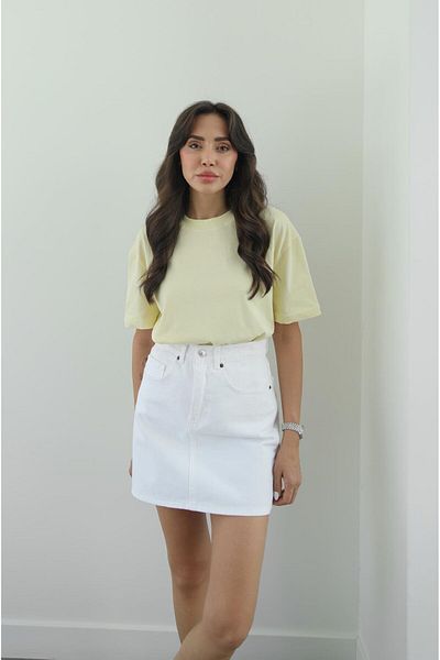Havoş Tricou galben deschis cu cusături decorative cu textura Tok
