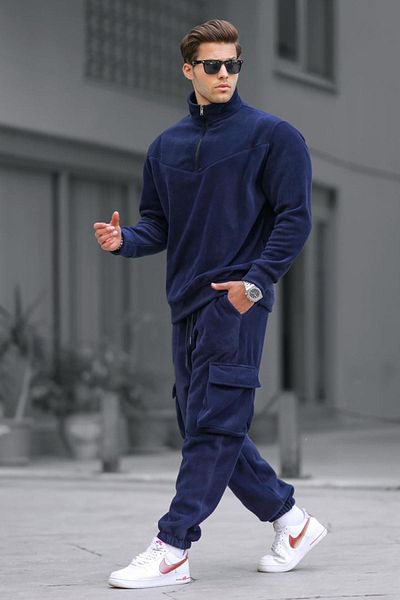 Madmext Σετ ανδρικής φόρμας 5931 γιακά με φερμουάρ Navy Blue