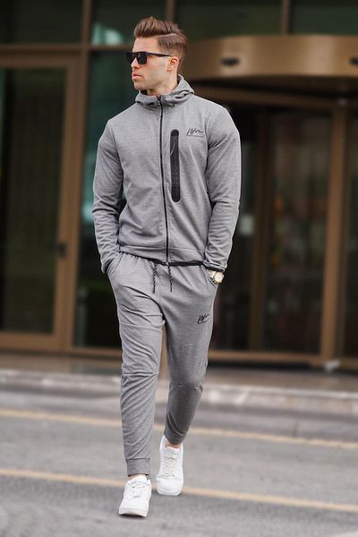Madmext Σετ ανδρικής φόρμας Regular Fit Printed Anthracite