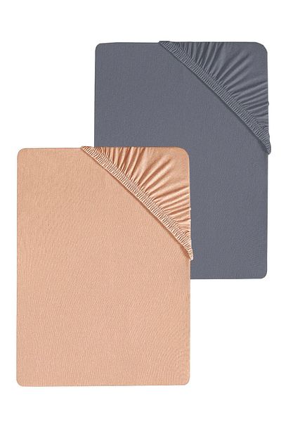 COTENCONCEPT 2 Pieces Oversized Plain Cotton Double 200 X 200 cm Elastic Combed Cotton Bed Sheet