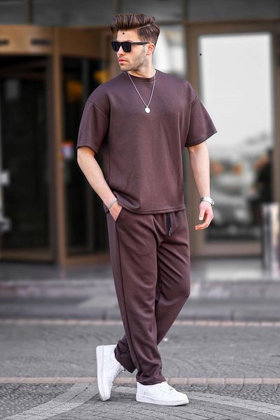 Madmext Barna Oversize rövid ujjú tréningruha szett 5954