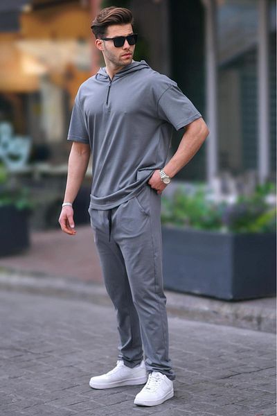 Madmext Smoked Men's Over Fit Hooded Tracksuit Set 5944