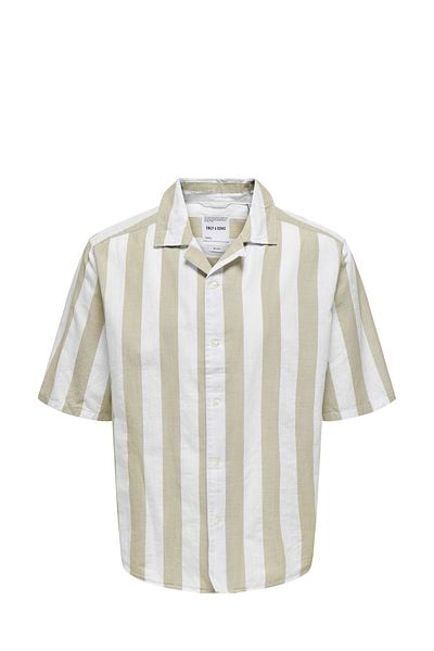 Only & Sons Onstes Rlx Ctn Slub Strip Brown Men's Shirt